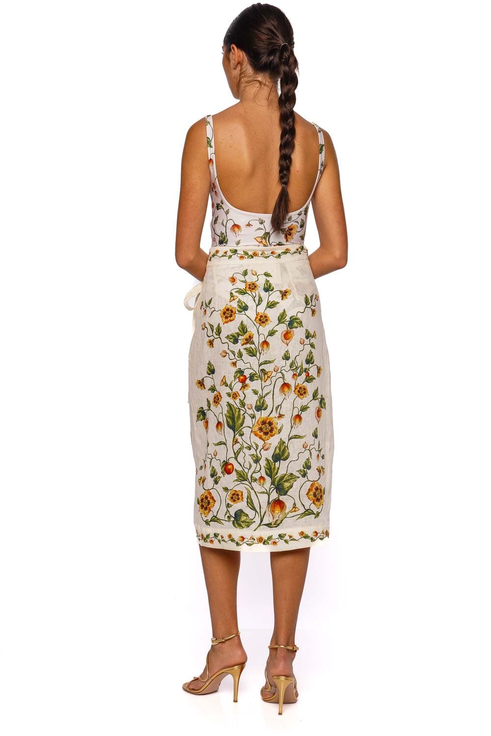 AGUA by Agua Bendita Luna Uchuva Multicolor Midi Wrap Skirt