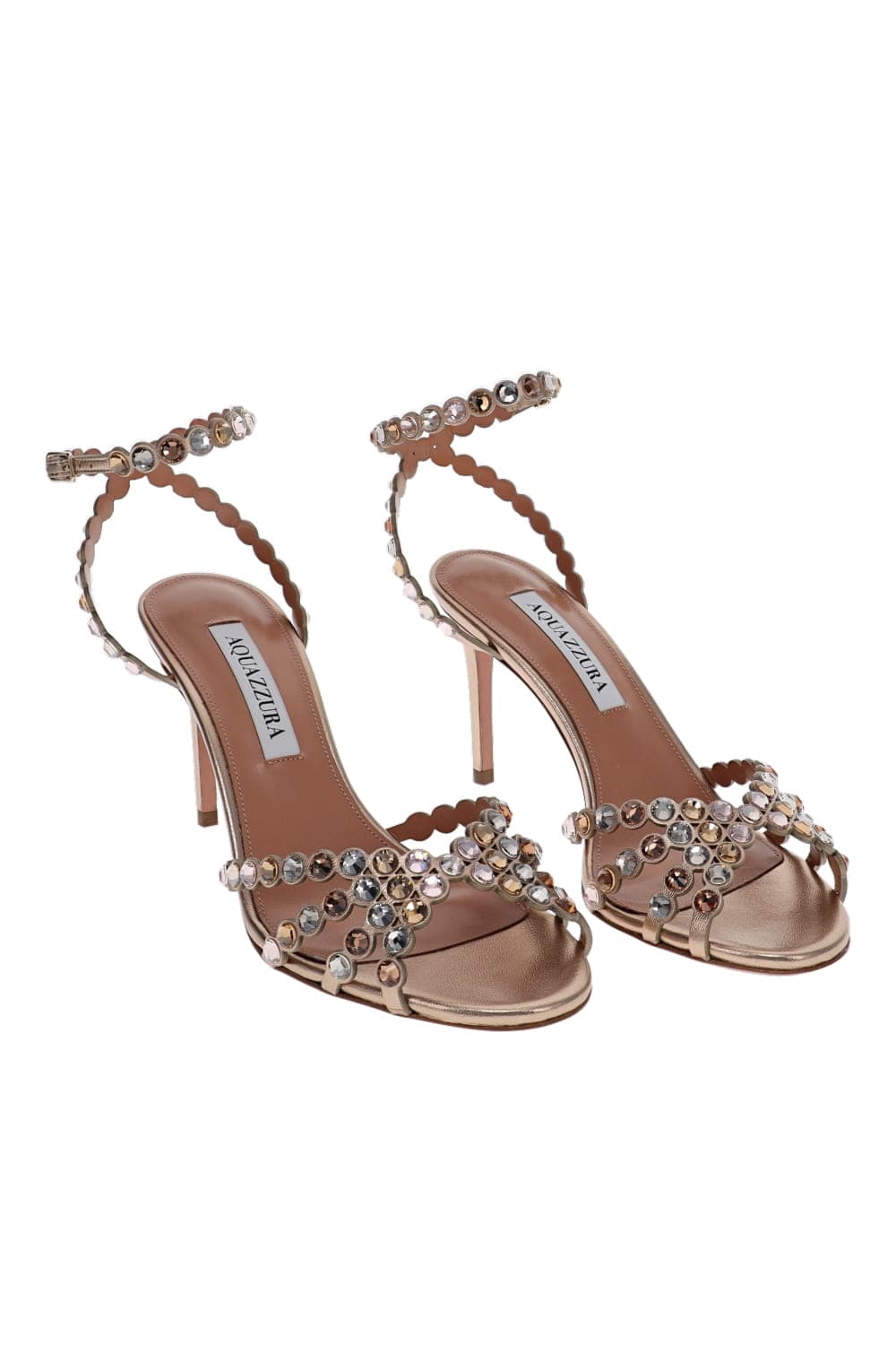 AQUAZZURA Tequila Light Copper Embellished Sandal 85