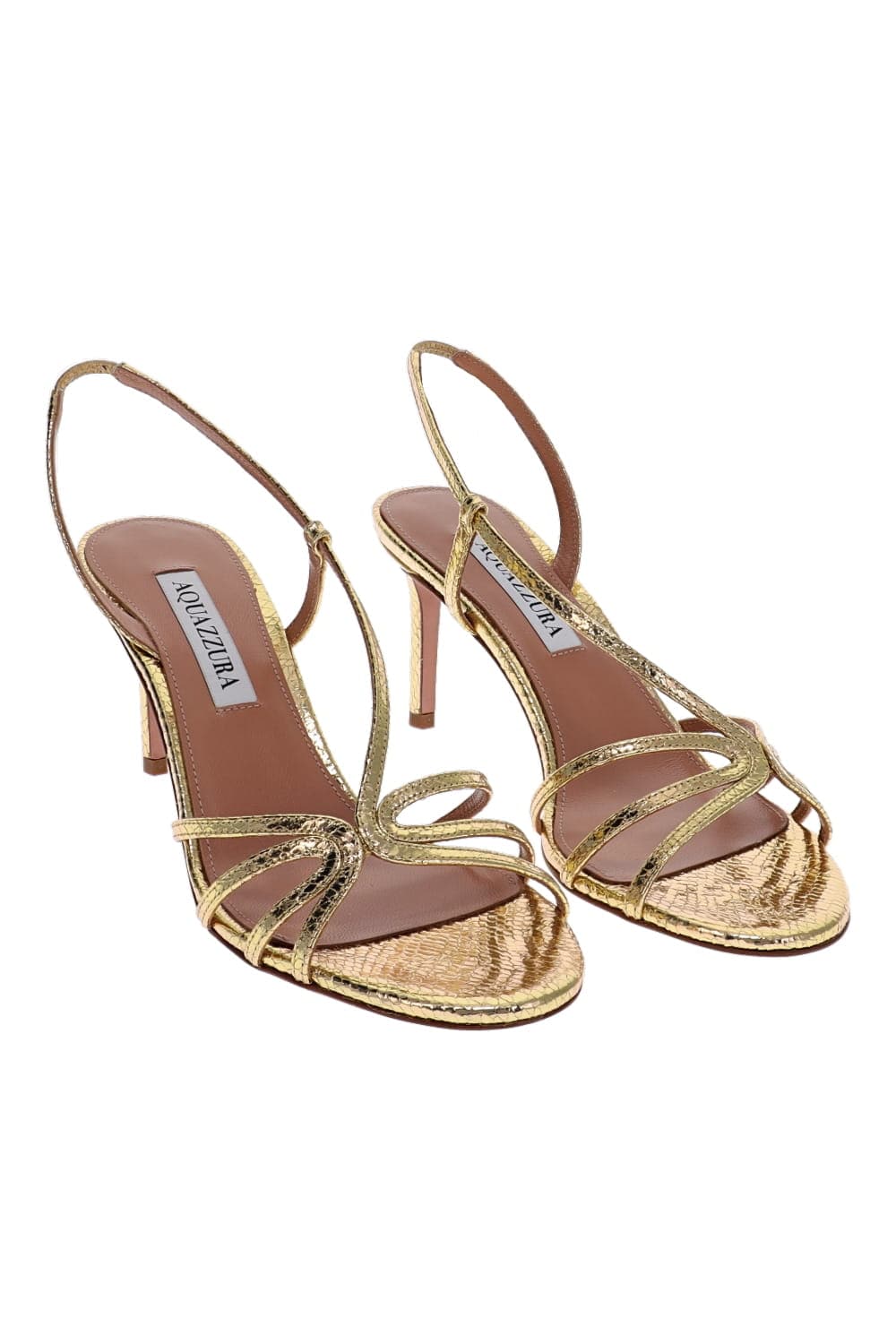AQUAZZURA Soft Gold Strappy Sandal Heels