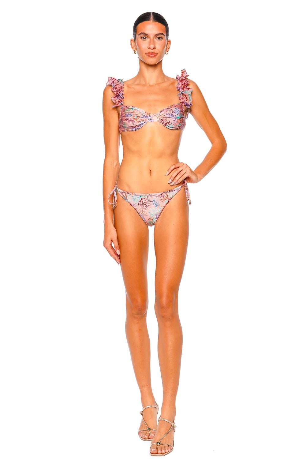 PatBO Seaweed Pink String Bikini Bottom