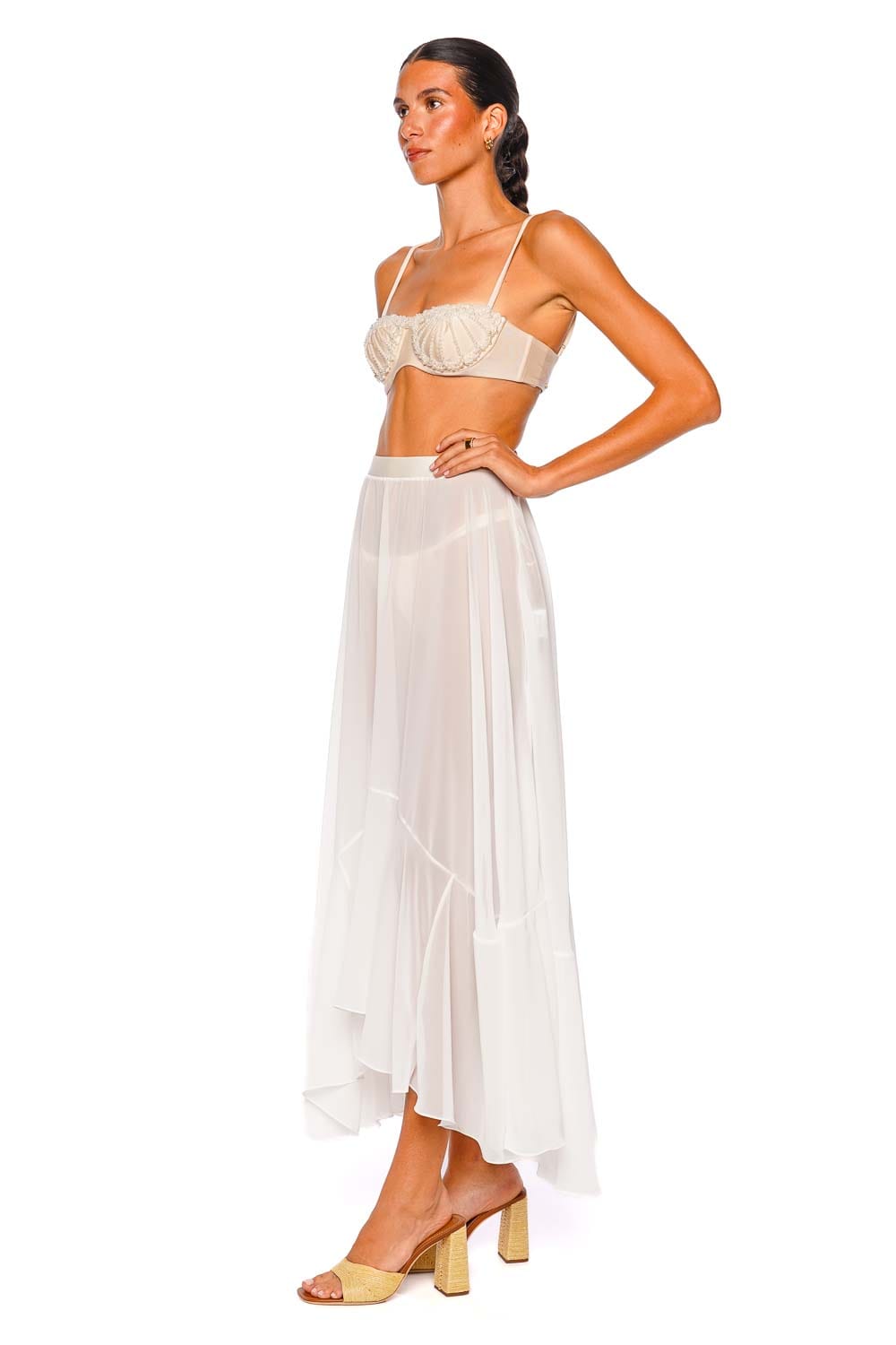 PatBO Sunstone Off White Maxi Skirt
