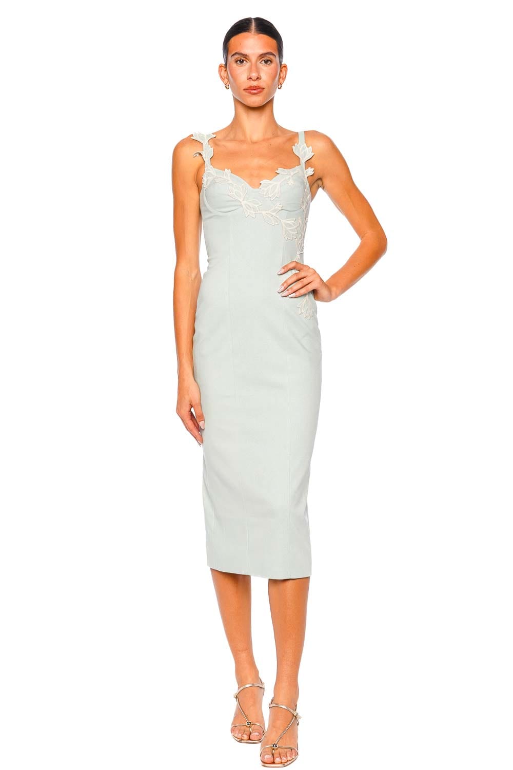 PatBO Aquamist Linen Blue Midi Dress