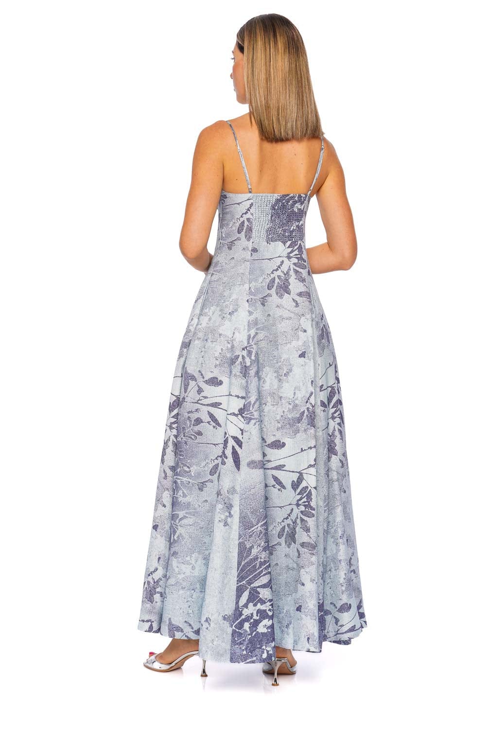 SIMKHAI Rudie Sky Floral Maxi Dress with Spaghetti Straps