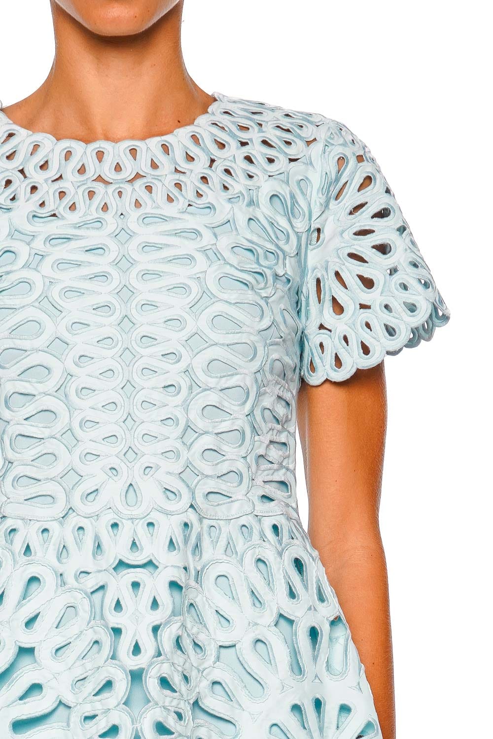 SIMKHAI Emrys Sky Blue Short Sleeve Mini Dress