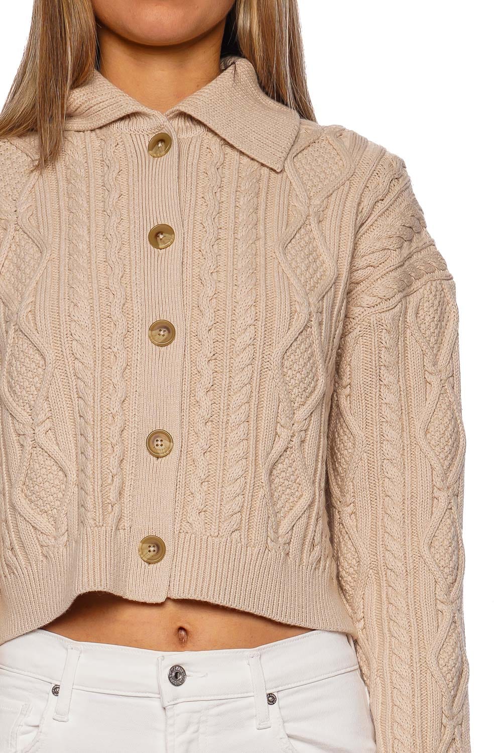 SIMKHAI Virginia Sand Fringed Cropped Cardigan