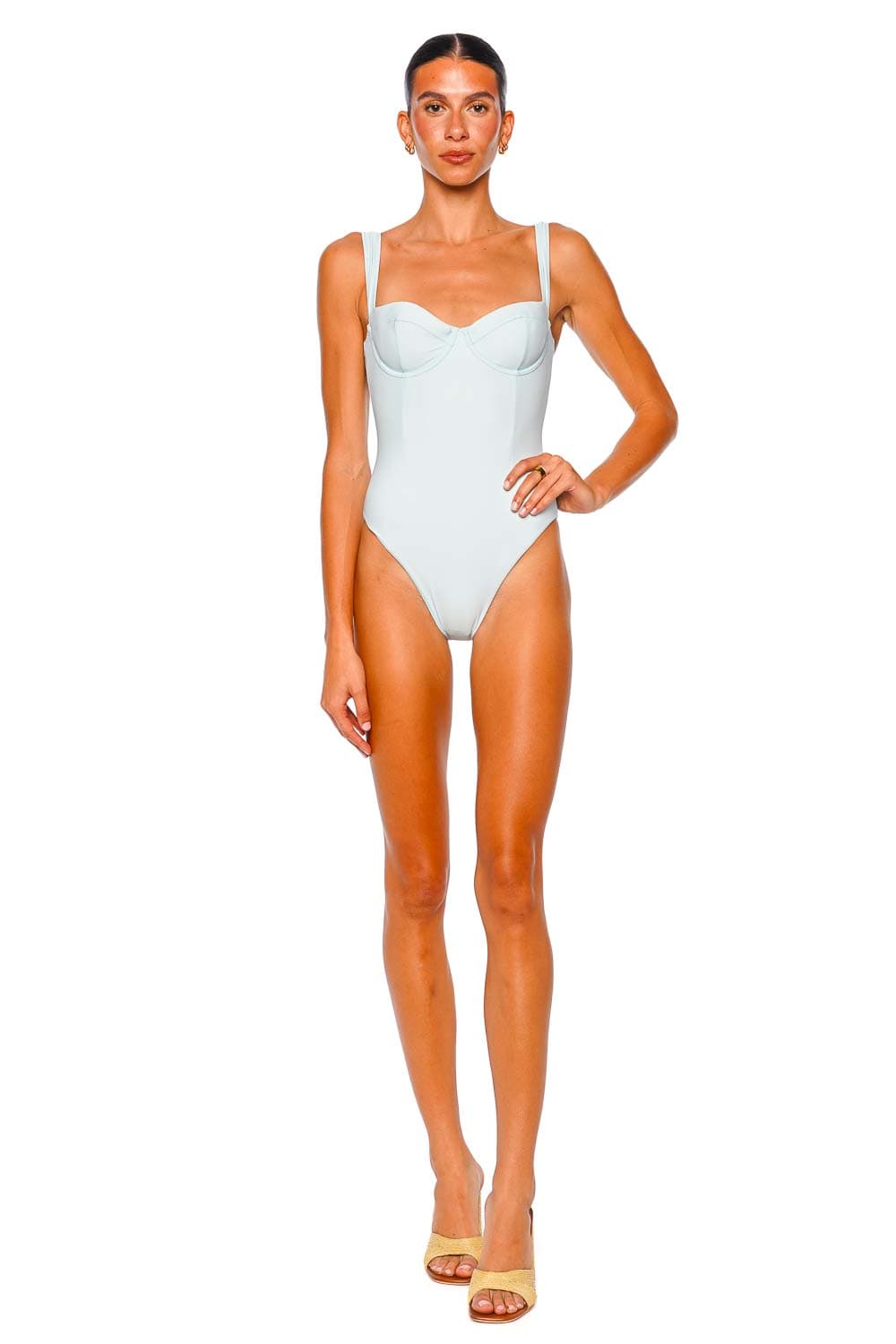SIMKHAI Sky Blue Bustier One Piece Swimsuit
