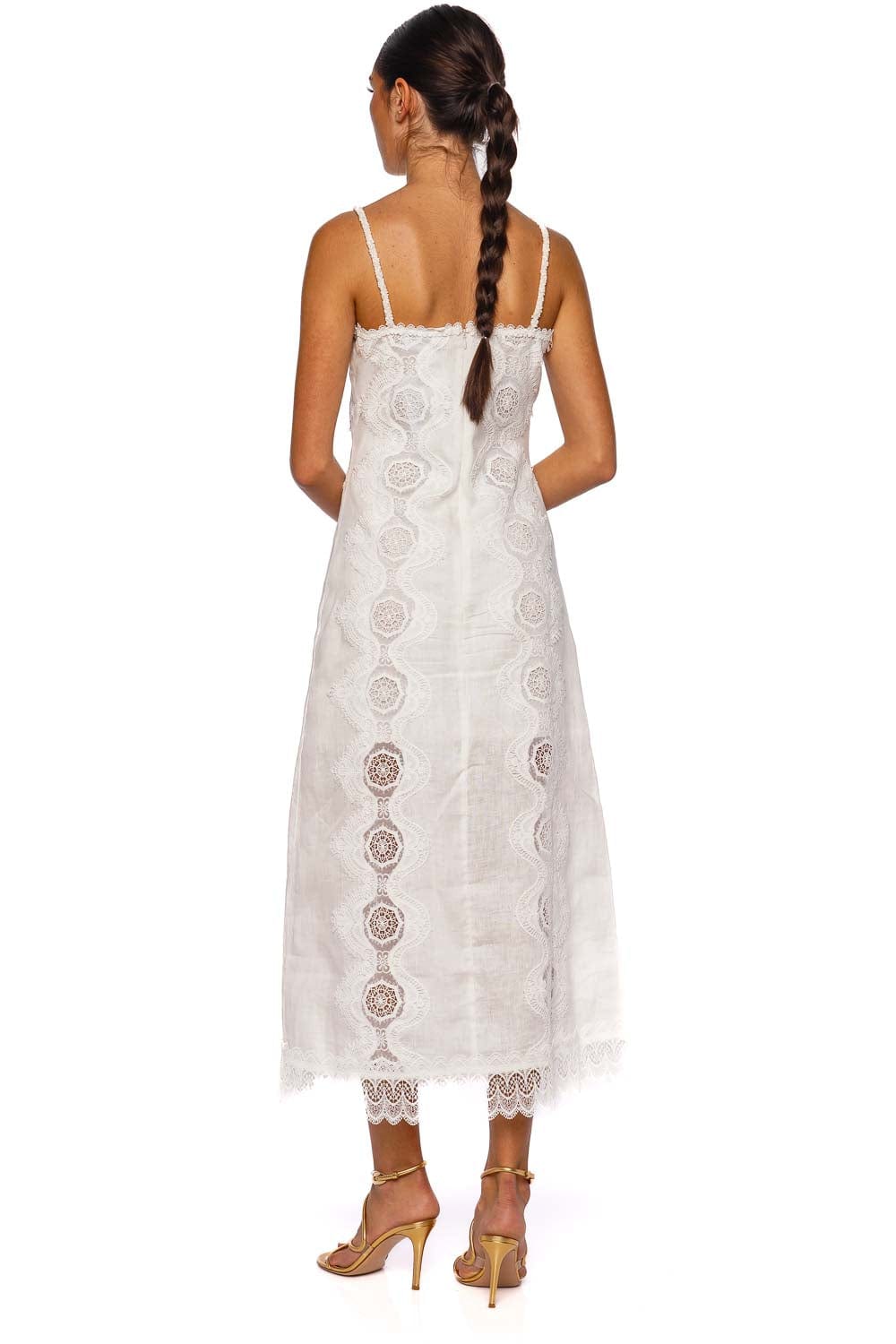 Waimari Rocio White Lace-Trim Maxi Dress