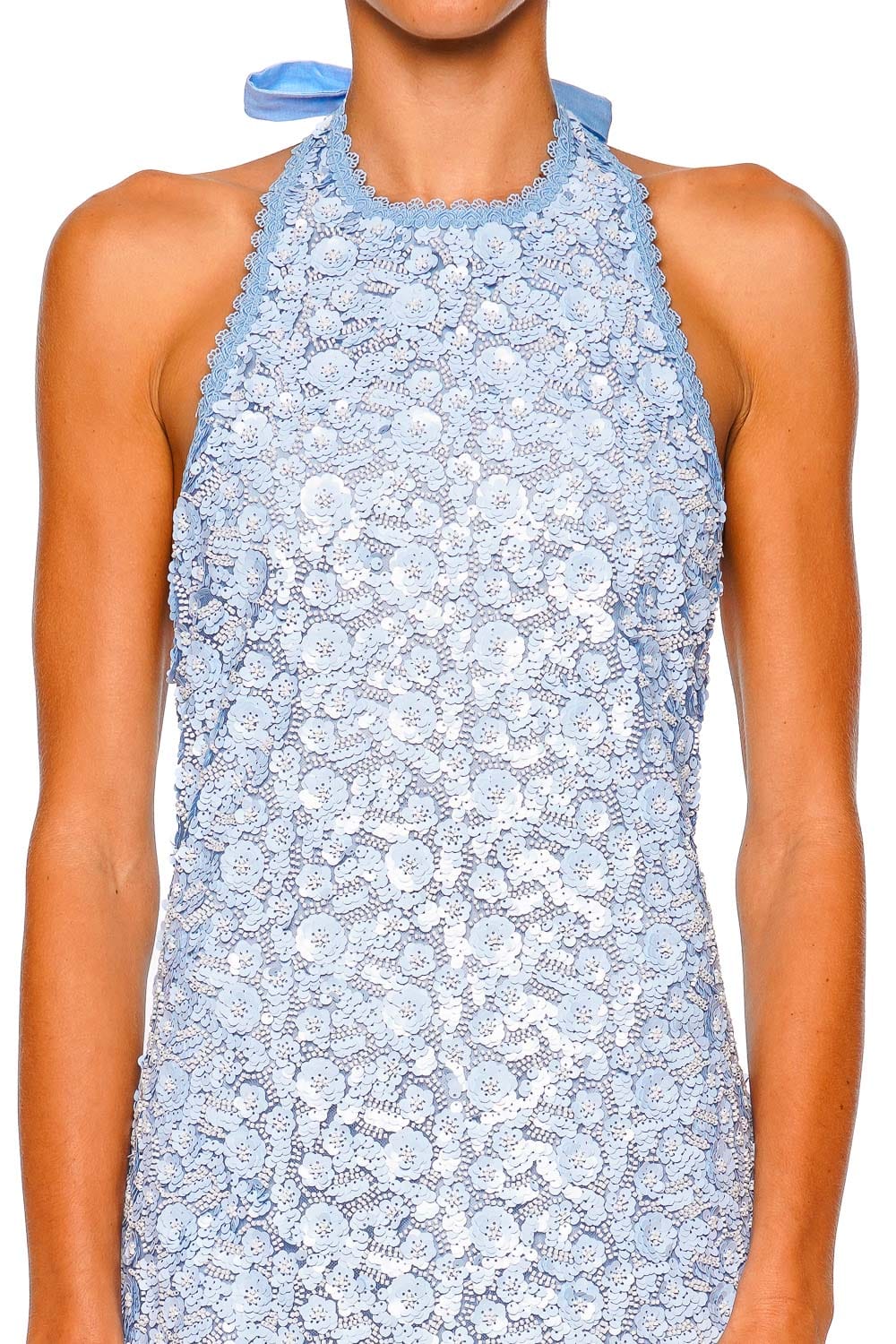 Waimari Medianoche Blue Halterneck Lace Mini Dress