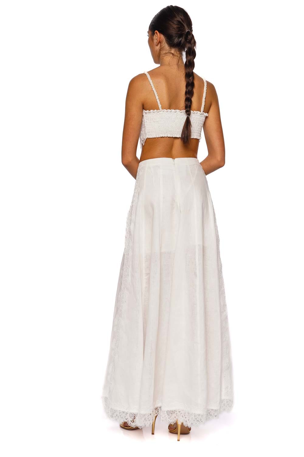 Waimari Resplandor White Lace Maxi Skirt