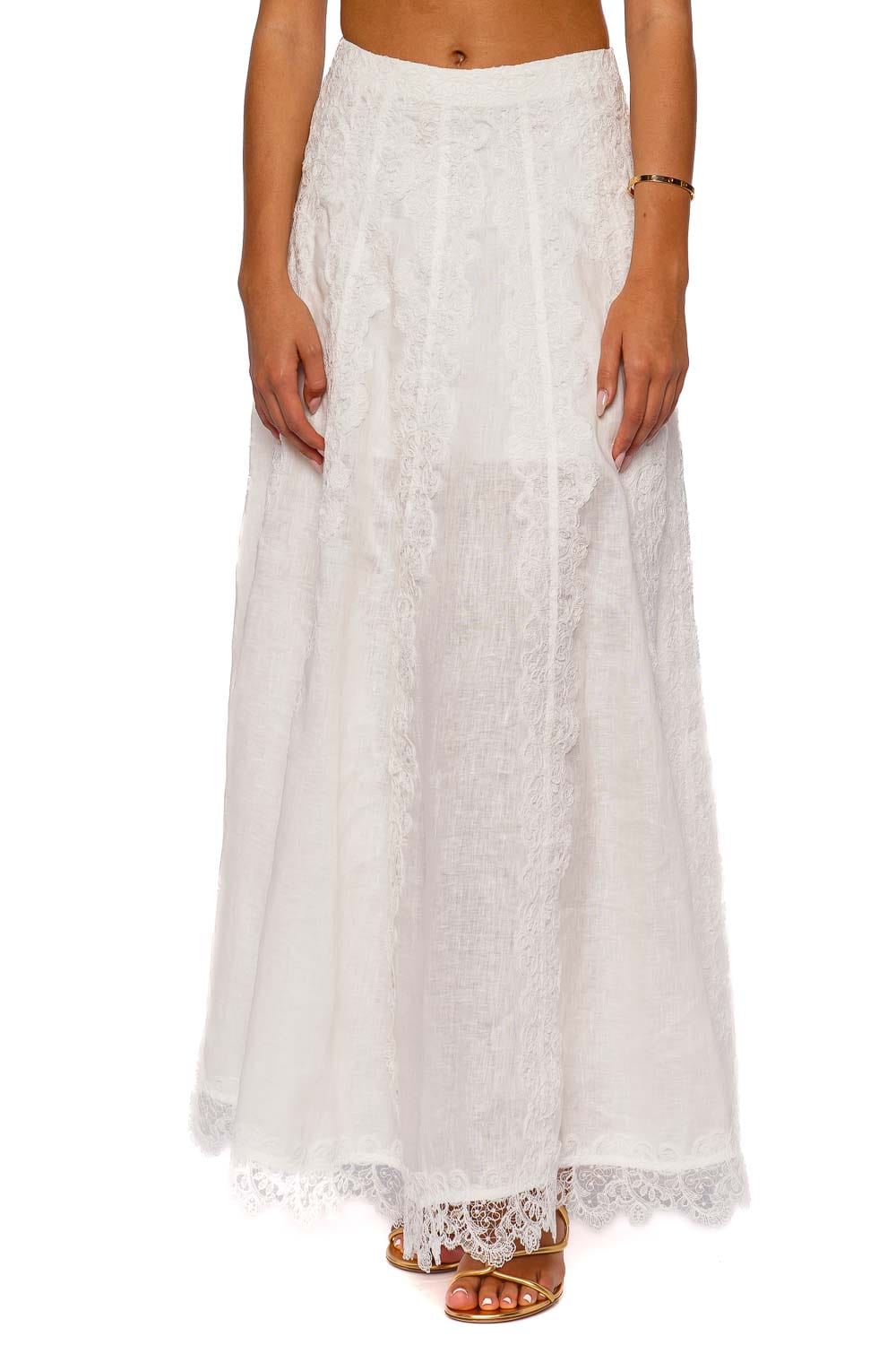 Waimari Resplandor White Lace Maxi Skirt