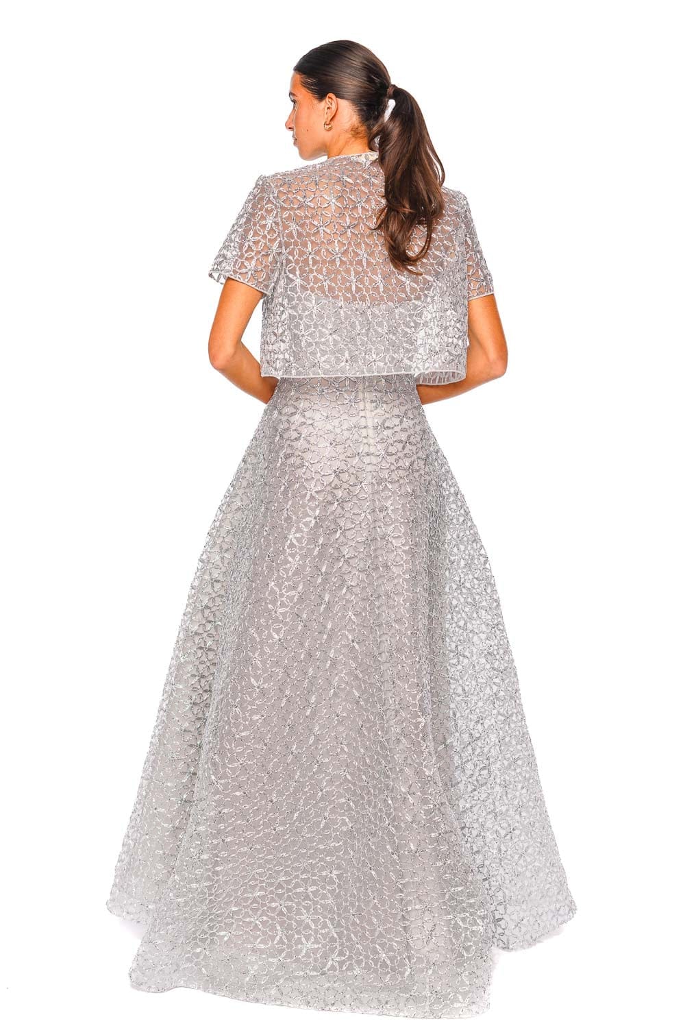 Naeem Khan Silver Short Sleeve Bolero