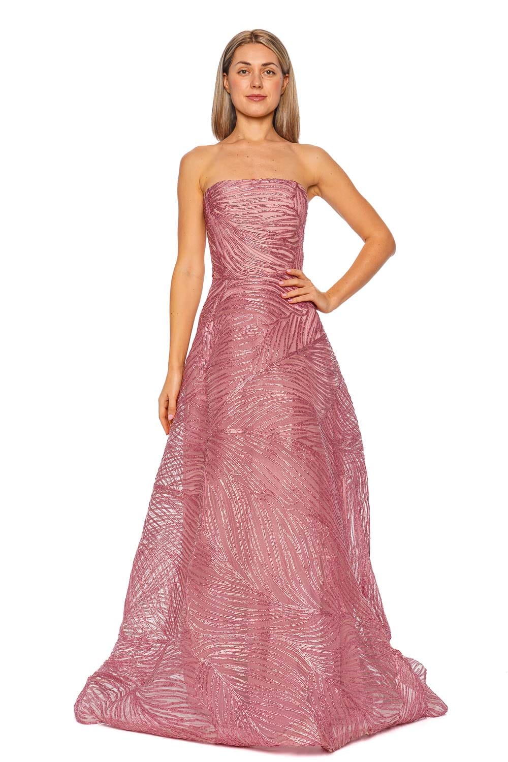 Naeem Khan Pink Strapless Full Skirt Gown