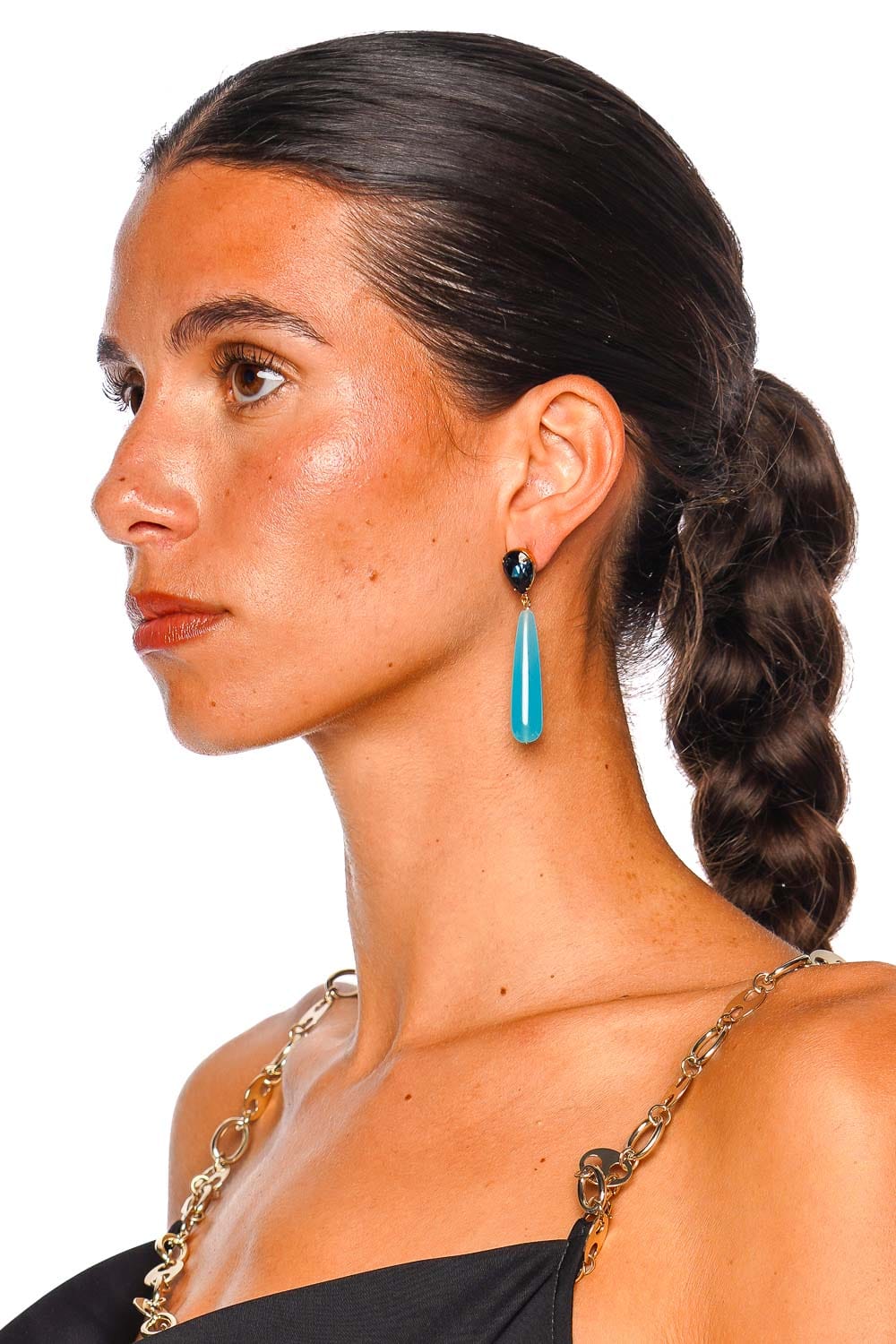 Jennifer Behr Caroline Blue Chalcedony Drop Earrings