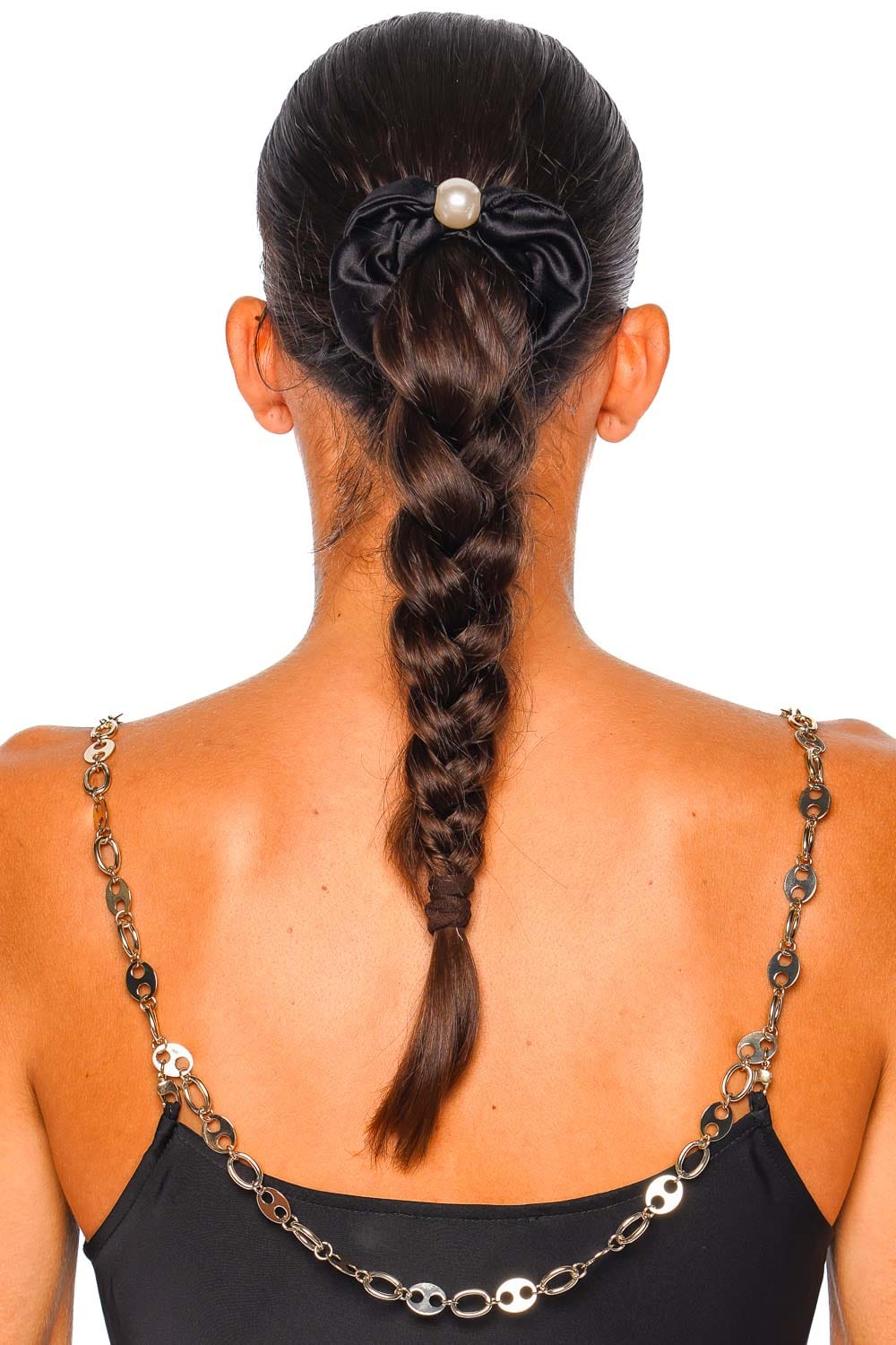 Jennifer Behr Margot Black Silk Pearl Scrunchie