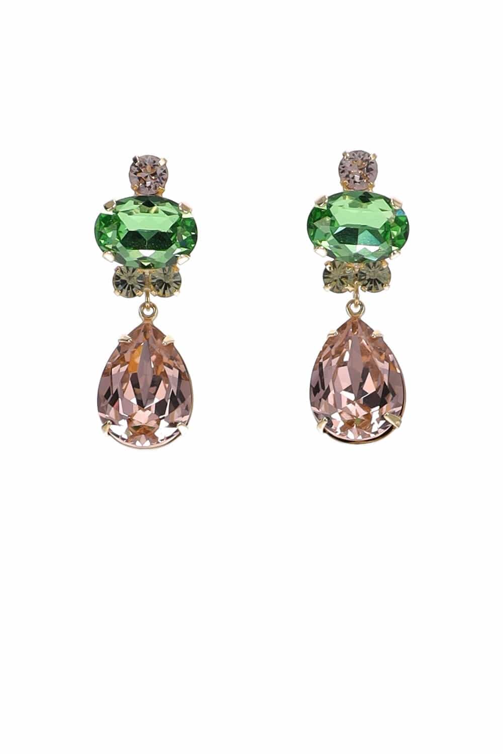 Jennifer Behr Catherine Green and Pink Drop Earrings