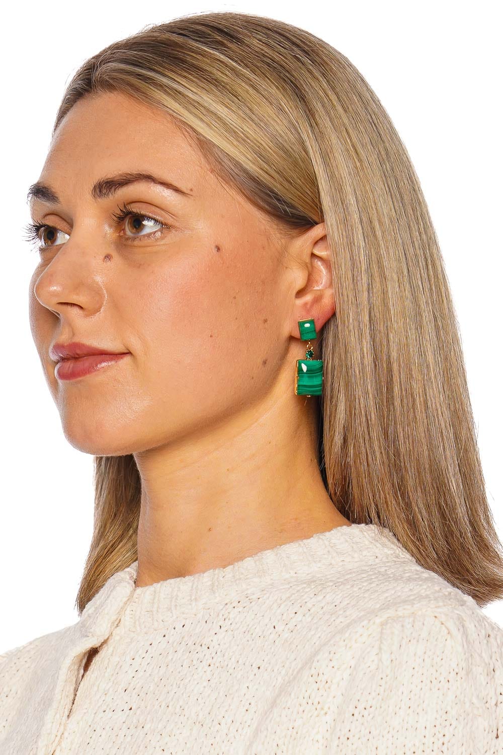 Jennifer Behr Joliel Malachite Stone Drop Earrings