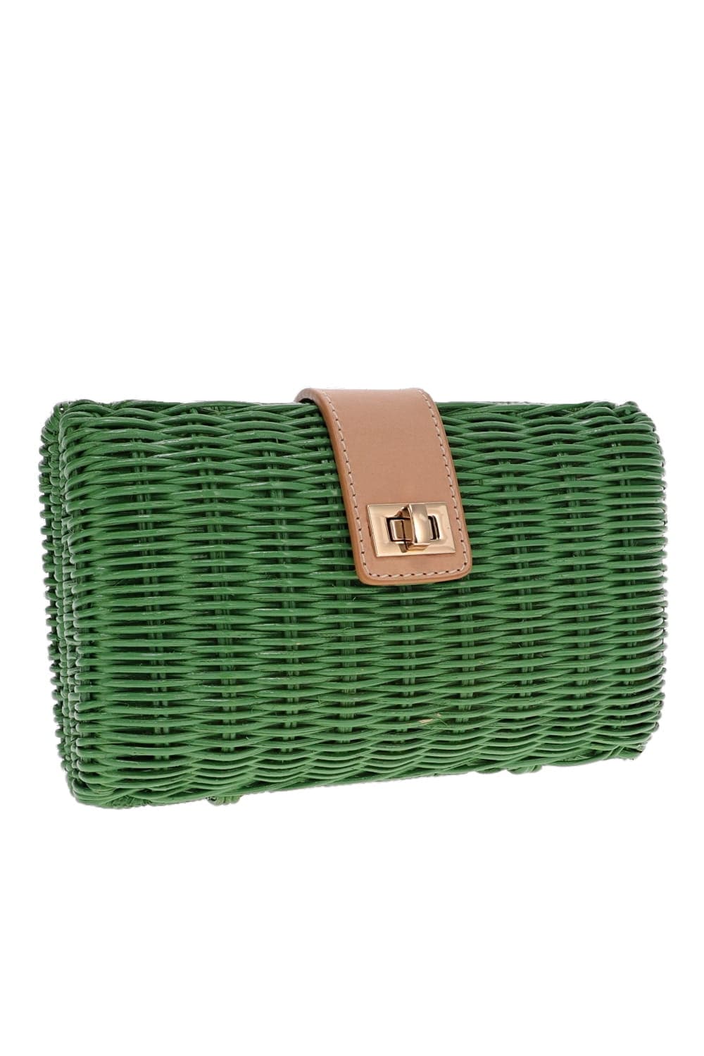 KAYU Lou Green Wicker Clutch