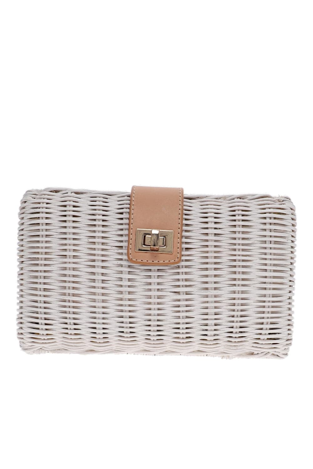 KAYU Lou White Wicker Clutch