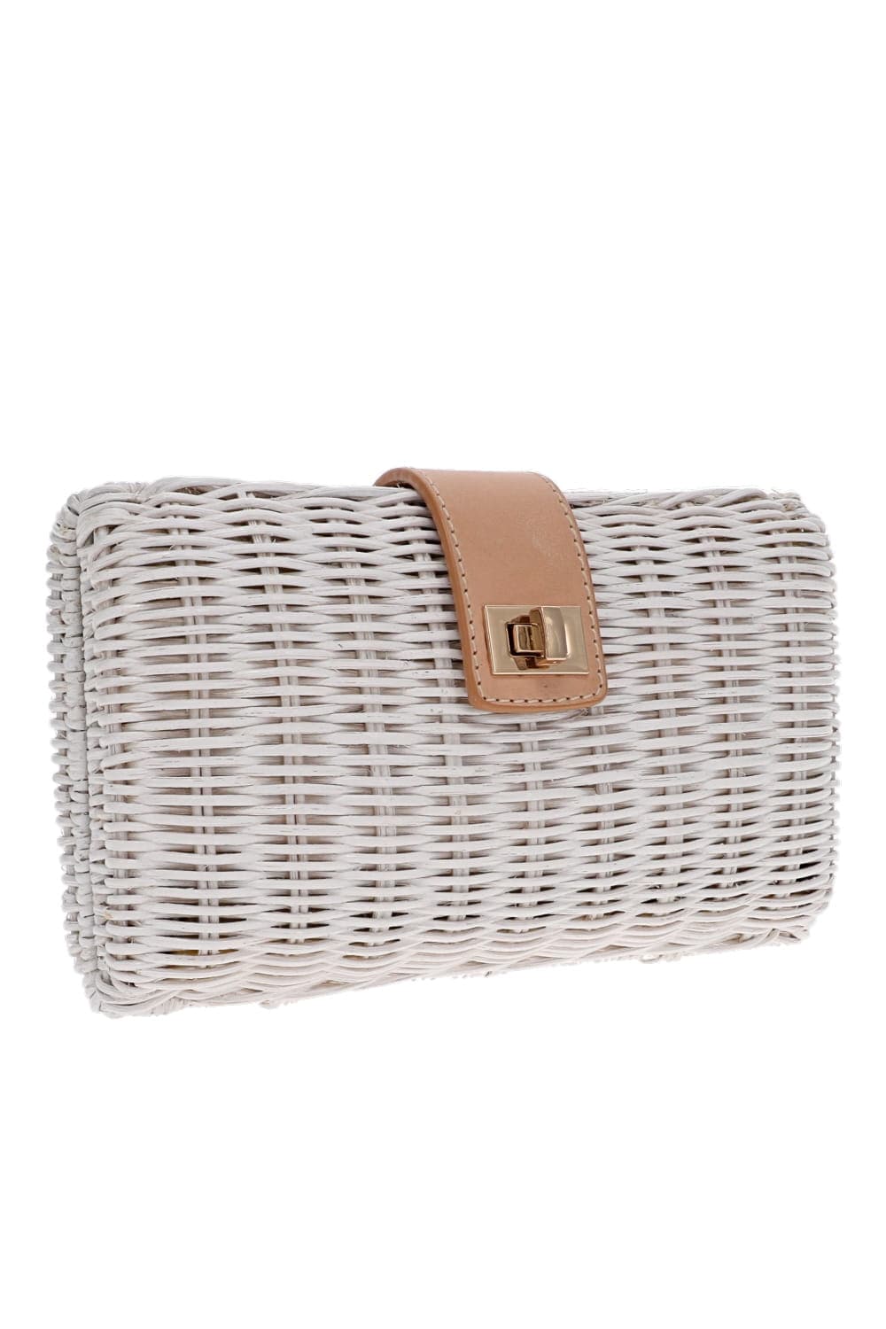 KAYU Lou White Wicker Clutch