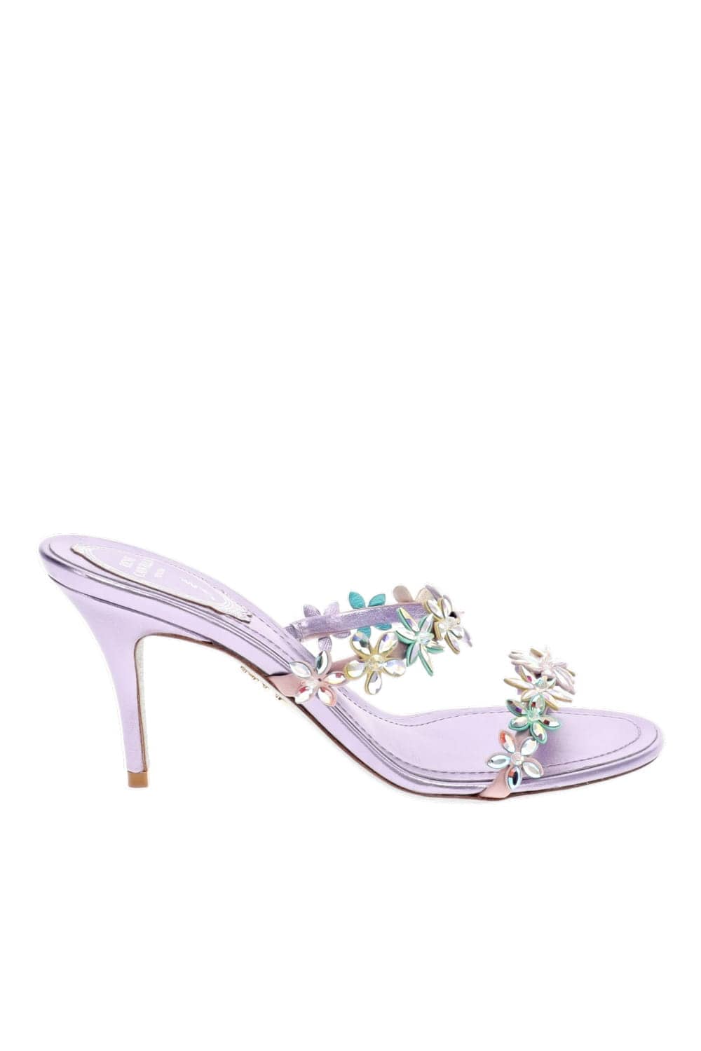 RENE CAOVILLA Eva Lilac Flower Crystal Embellished Mule