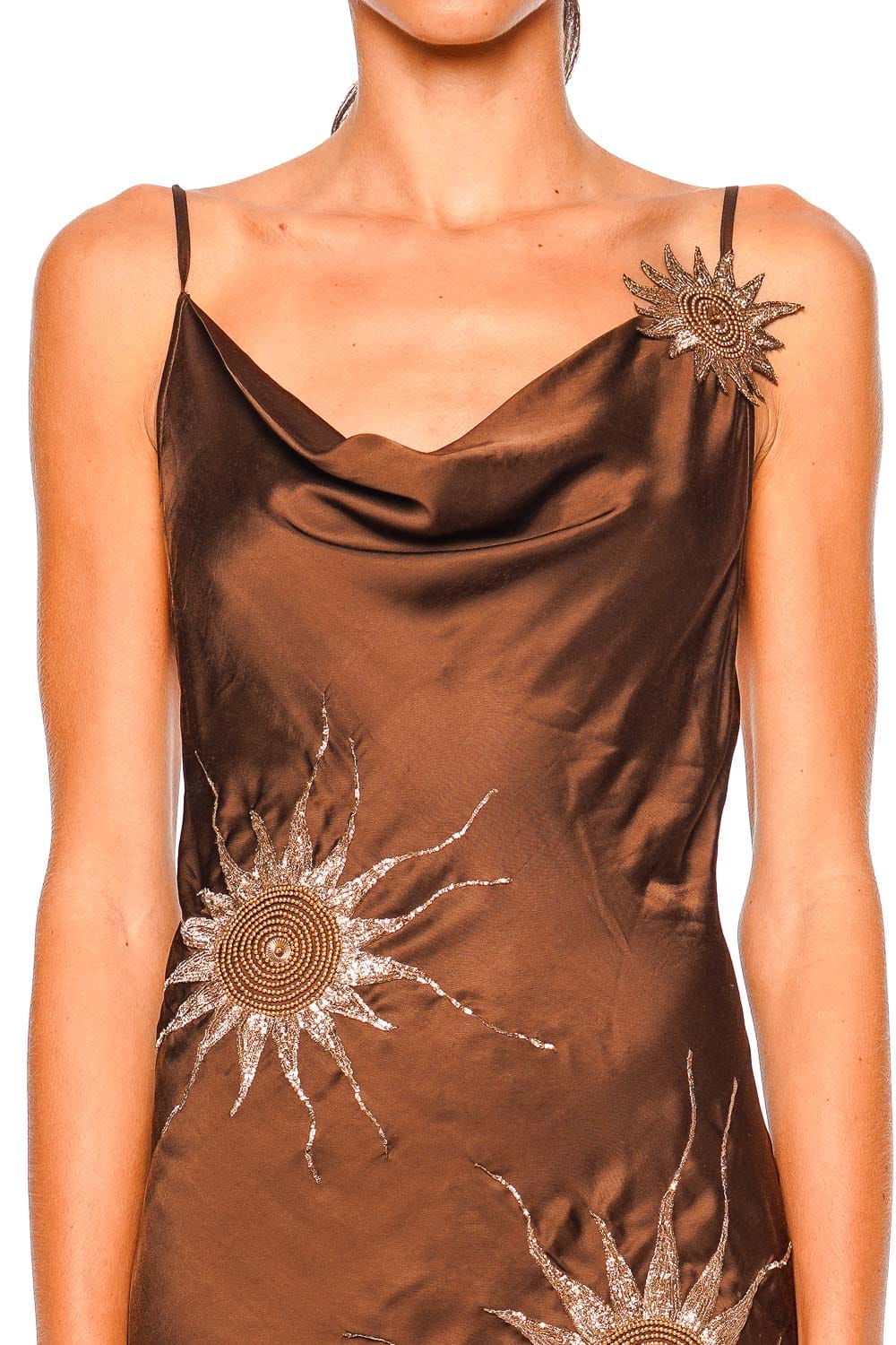 Leslie Amon After Sun Galli Brown Strappy Mini Dress