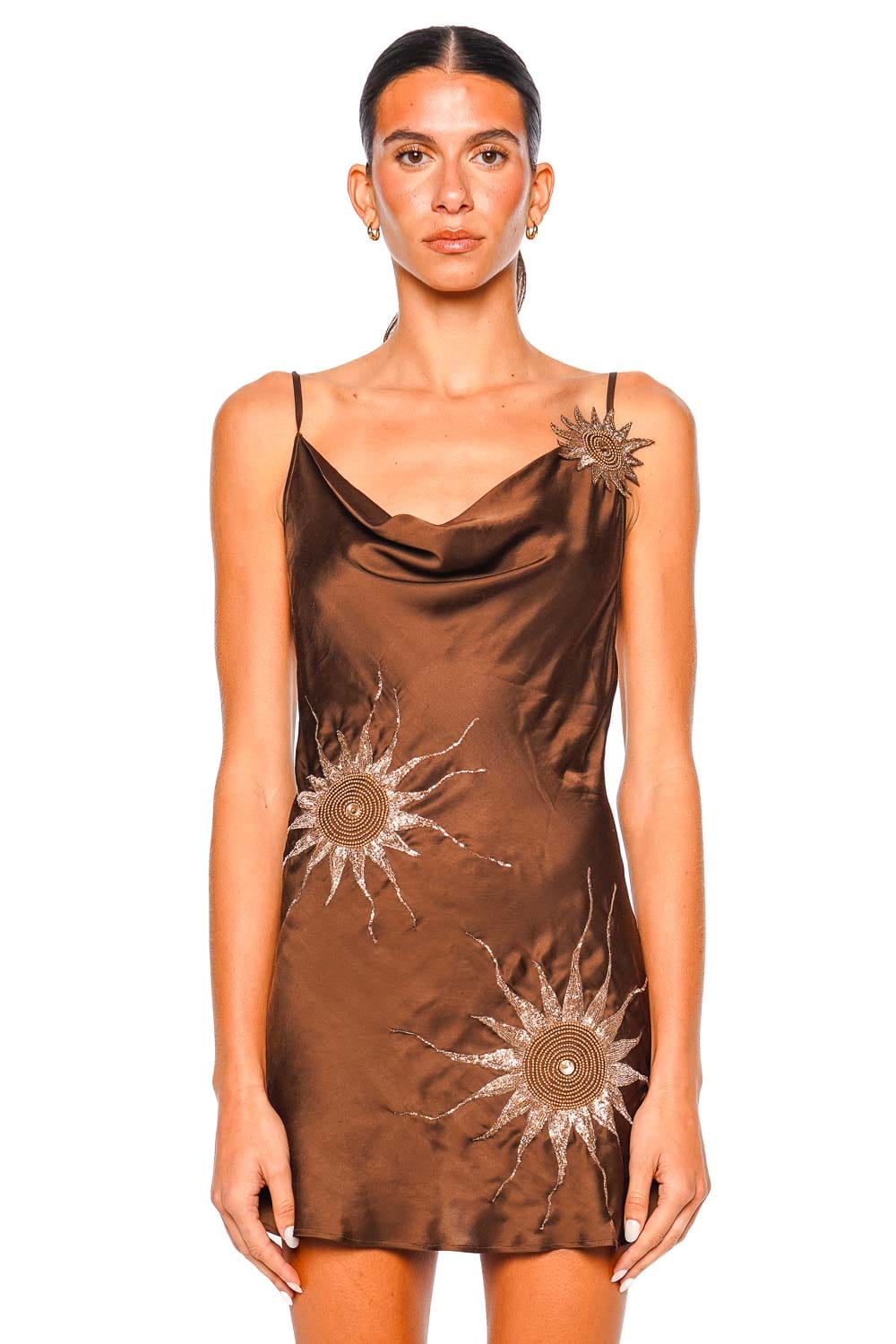 Leslie Amon After Sun Galli Brown Strappy Mini Dress