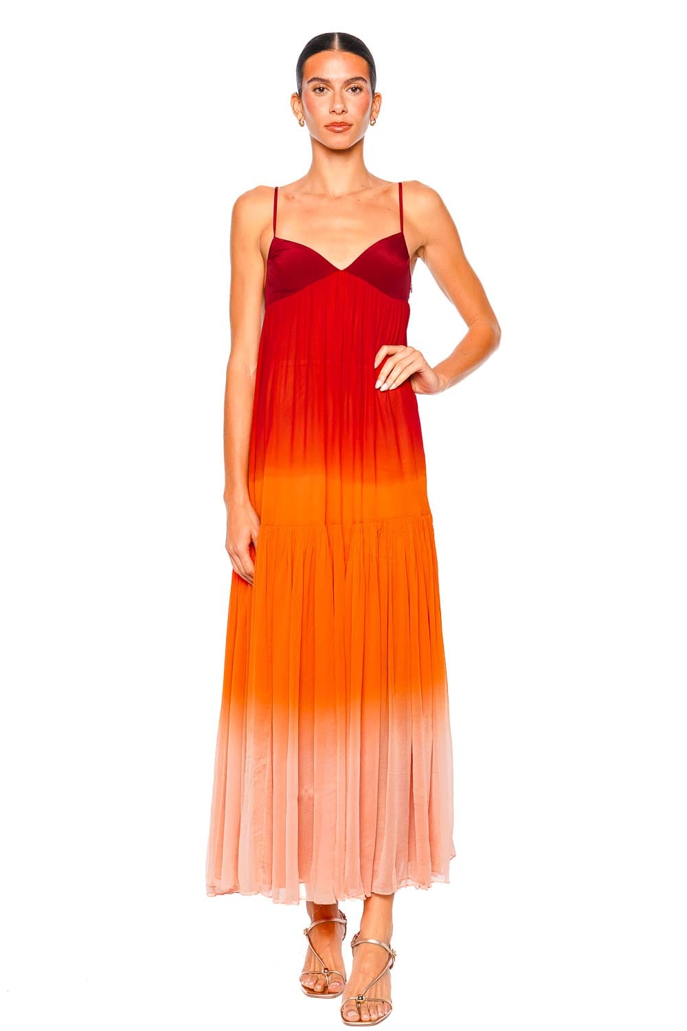 fitted lace wedding dress Exotic Red Ombre Twisted Asymmetric Maxi Dress – Club L London main image 1