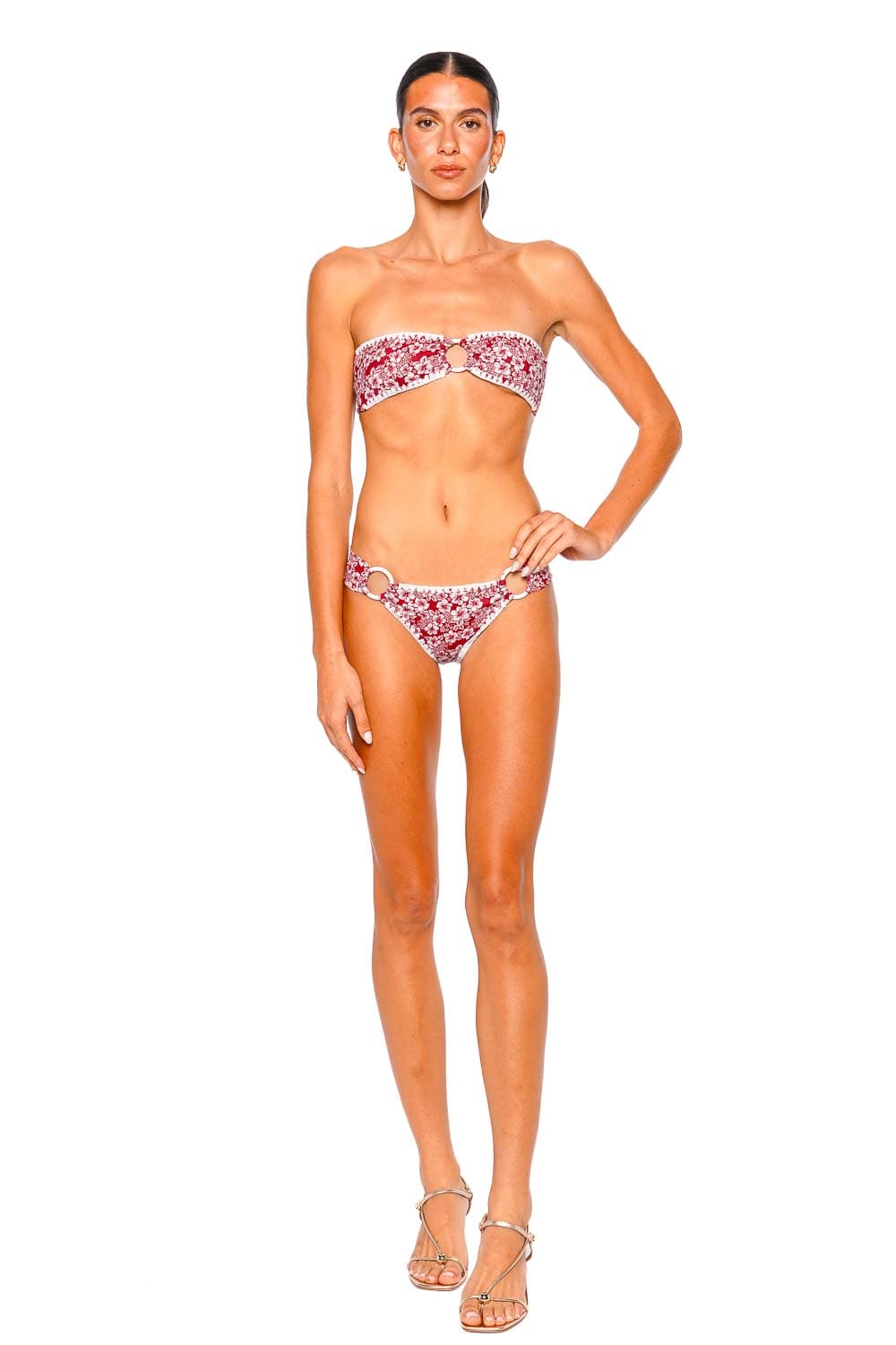 Leslie Amon Polly Hibiscus Trim Bikini Bottom