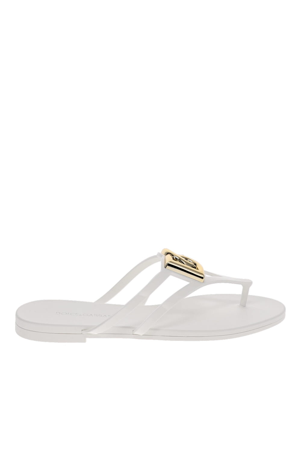 Dolce & Gabbana White Logo Beachwear Rubber Slides