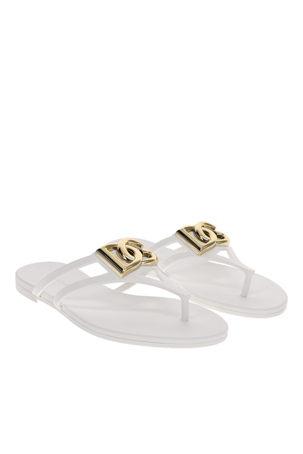 Dolce & Gabbana White Logo Beachwear Rubber Slides