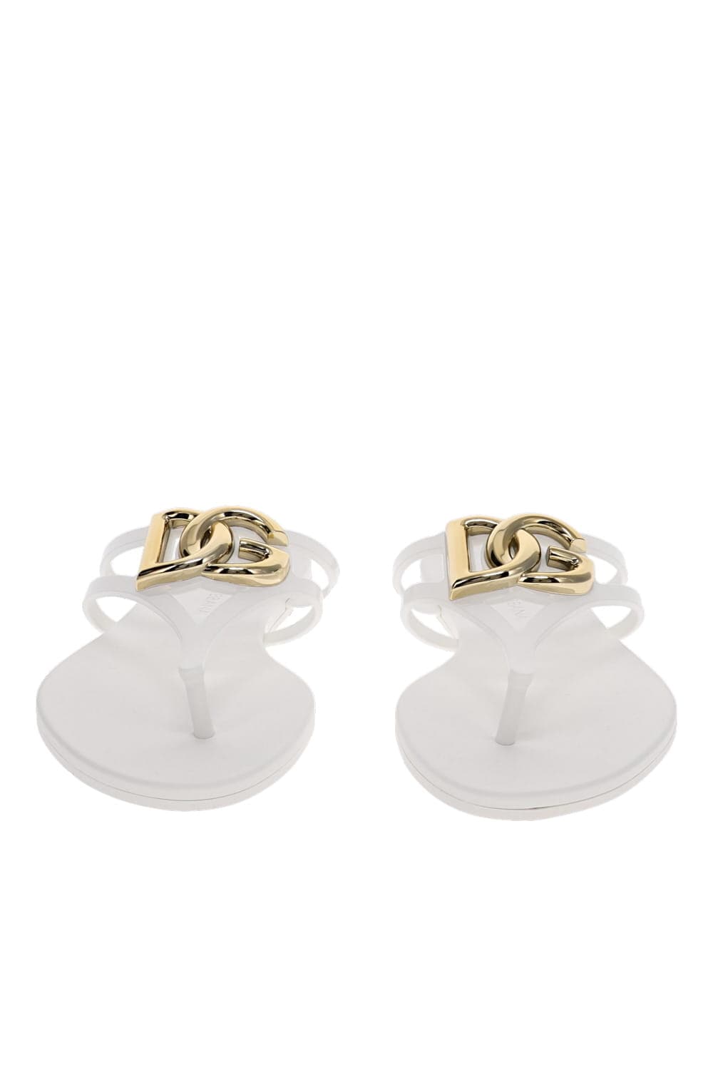 Dolce & Gabbana White Logo Beachwear Rubber Slides
