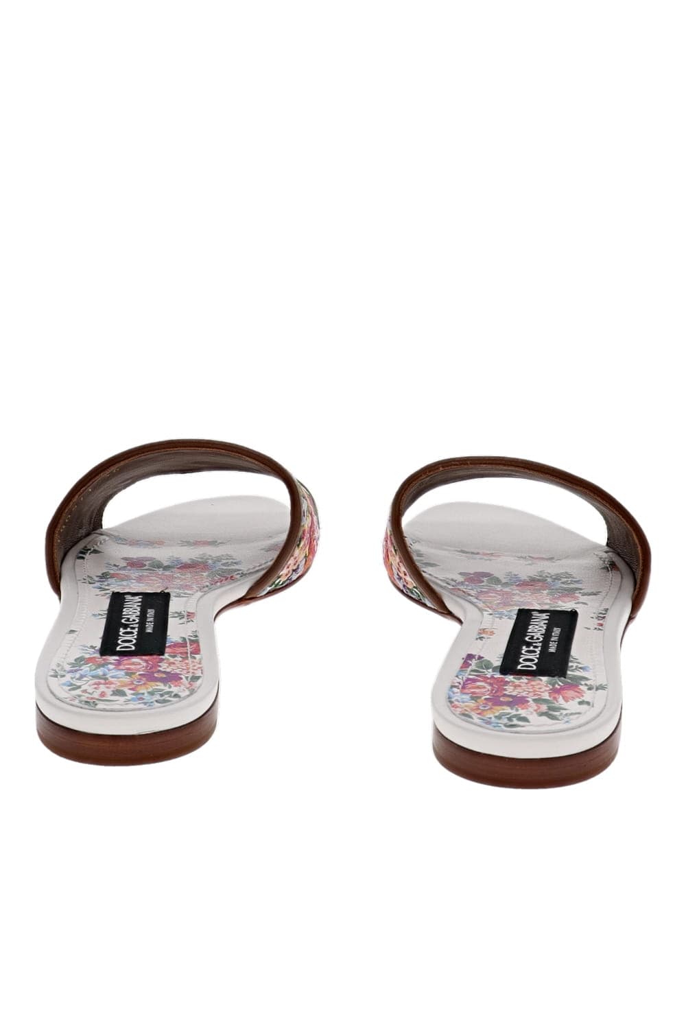 Dolce & Gabbana Floral Embroidered Flat Slides White Multi