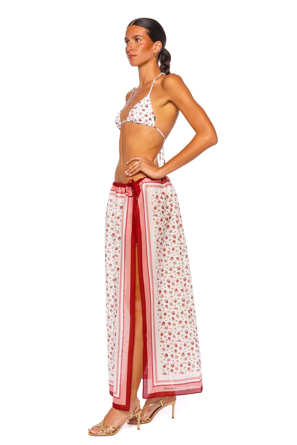 Dolce & Gabbana Floral Pareo Pink Floral Wrap Maxi Skirt