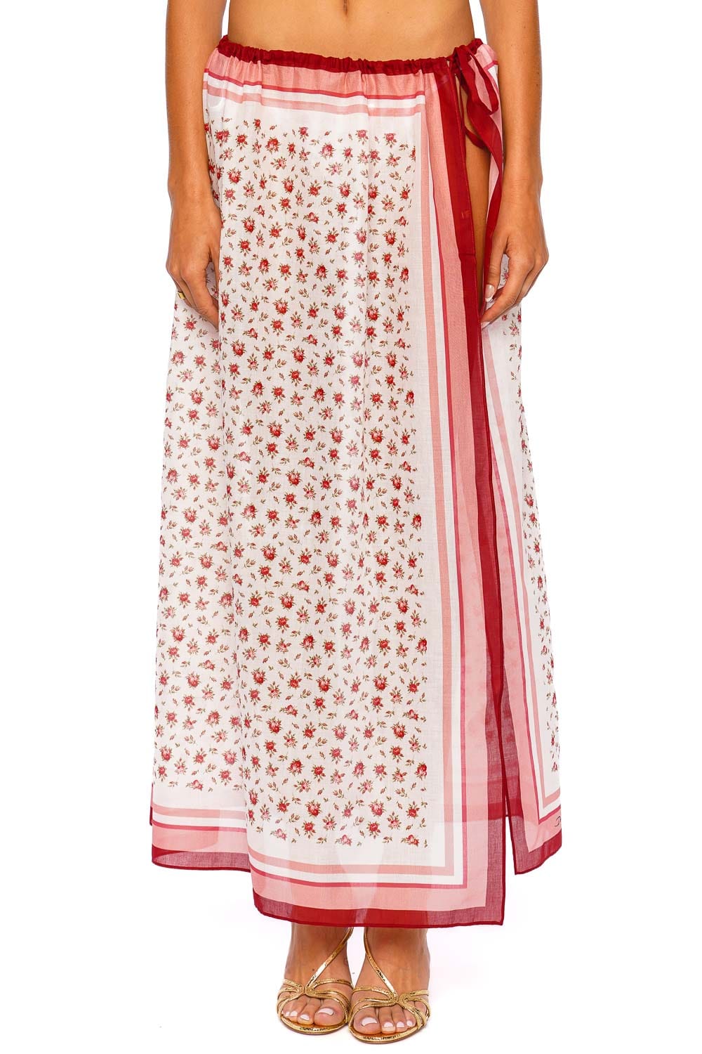 Dolce & Gabbana Floral Pareo Pink Floral Wrap Maxi Skirt