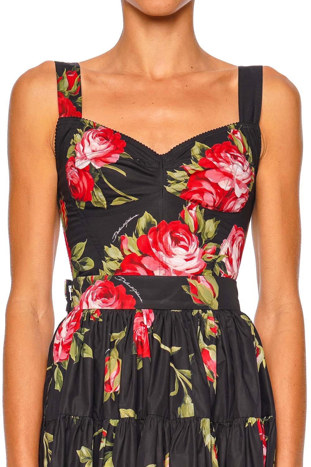 Dolce & Gabbana FLORAL CROP TOP F7BB1T HS5UT HN5ZN BLACK ROSES