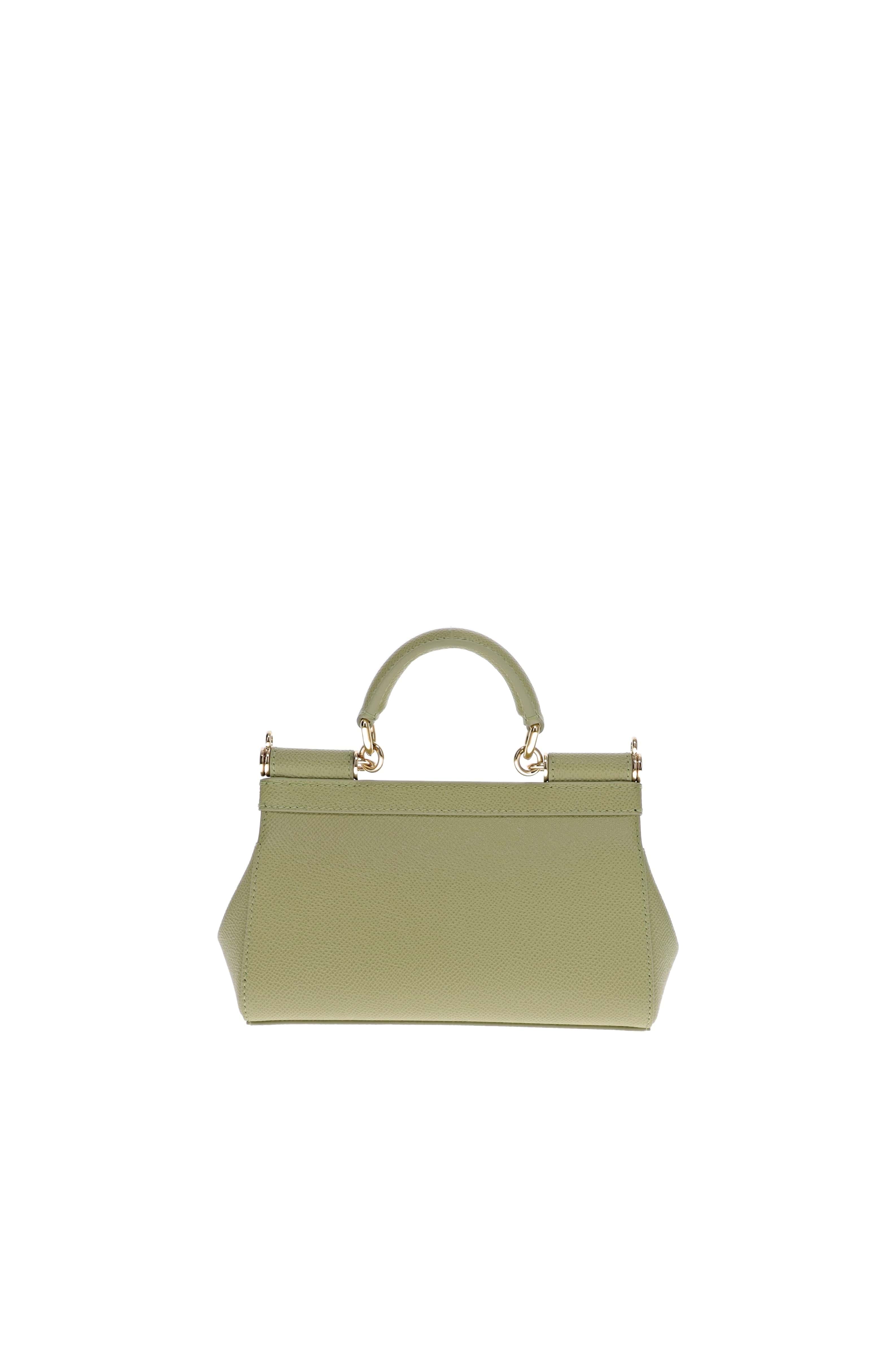 Dolce & Gabbana Mini Sicily Sage Green Leather Top Handle Bag