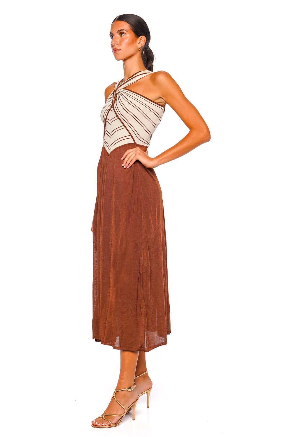 ZIMMERMANN Hypnotic Striped Knit Halter Midi Dress