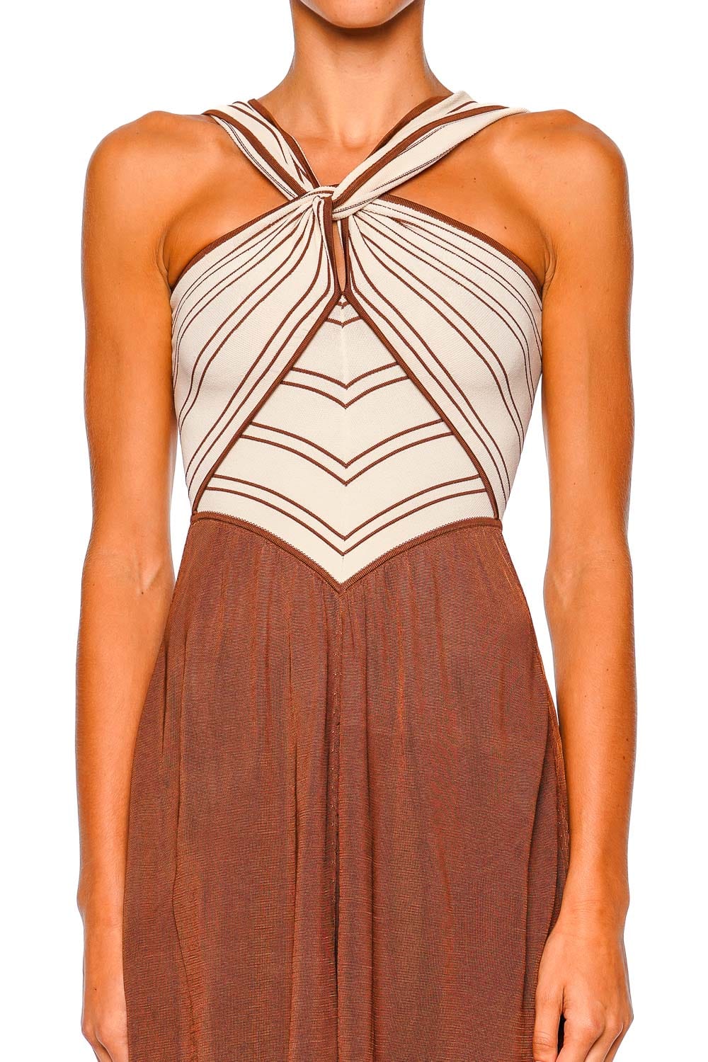 ZIMMERMANN Hypnotic Striped Knit Halter Midi Dress