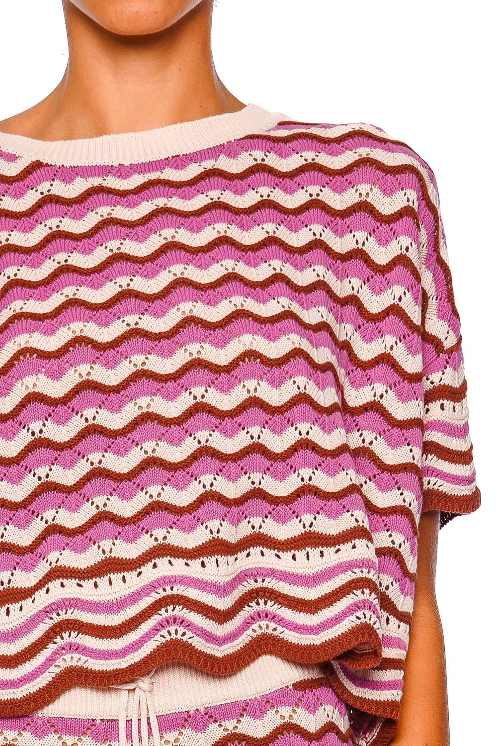 L*Space Sunchaser Shell Yeah Crochet Short Sleeve Top