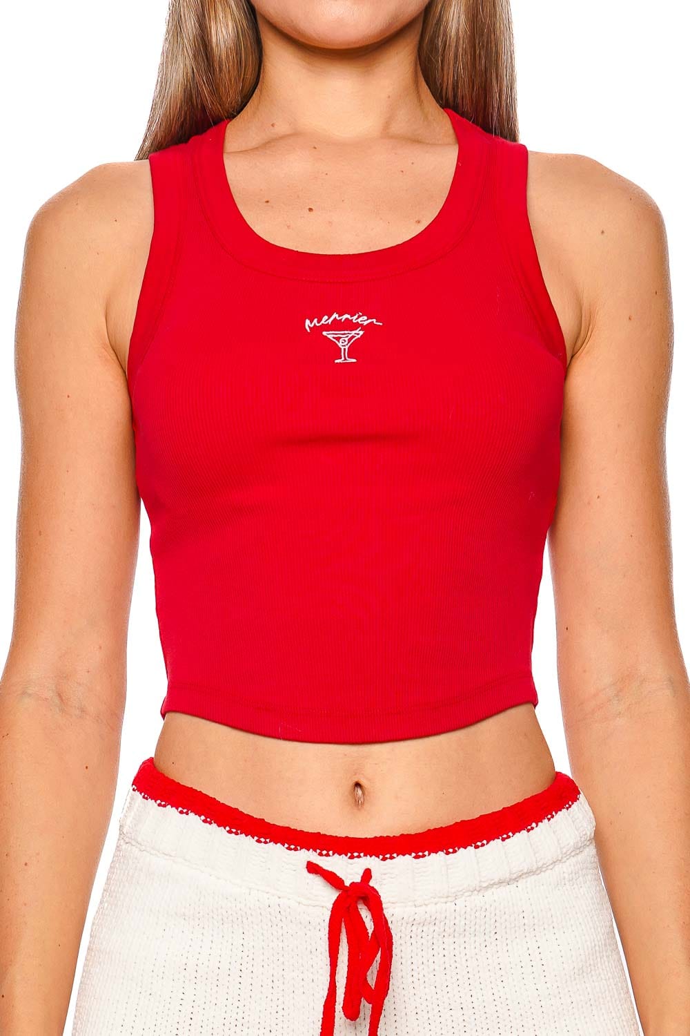 L*Space Ash Merrier Martini Embroidered Tank Top