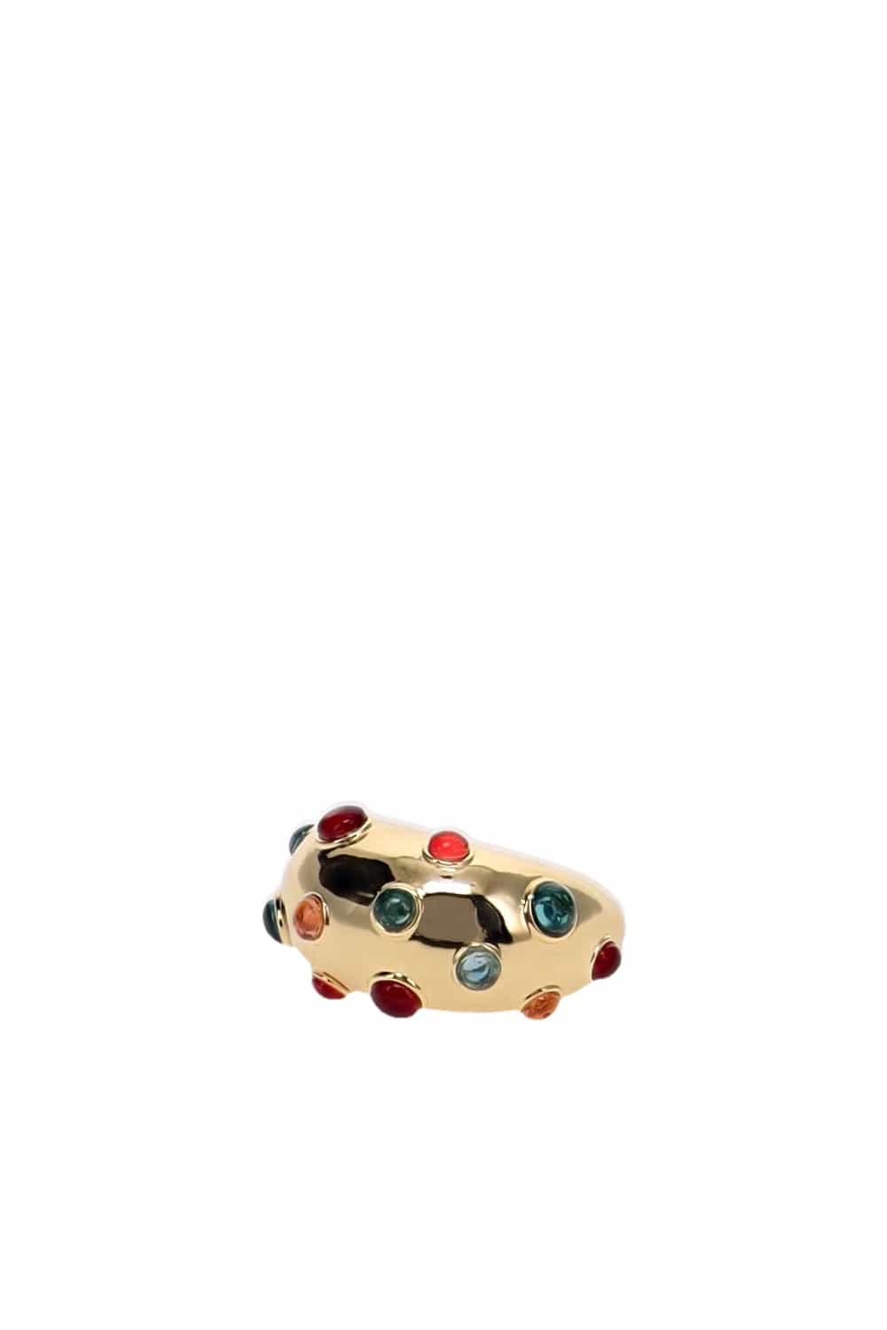 Lelet NY Mini Dome Crystal Gold Pony Cuff with Rainbow Accents