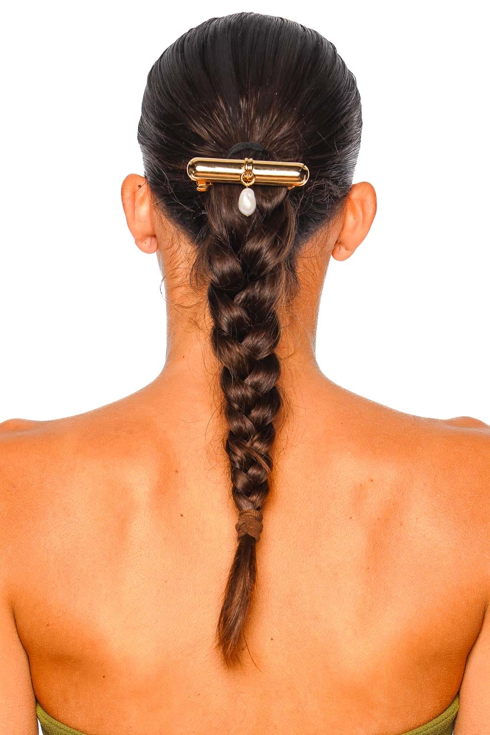 Lelet NY Freshwater Pearl Gold Glossy Bar Barrette