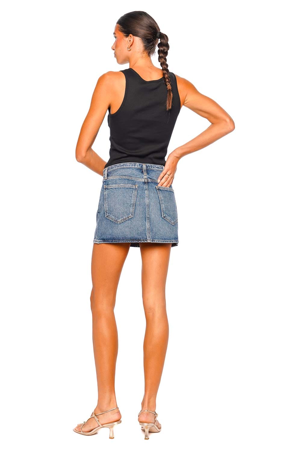 AGOLDE Keira Broadcast Denim Mini Skirt