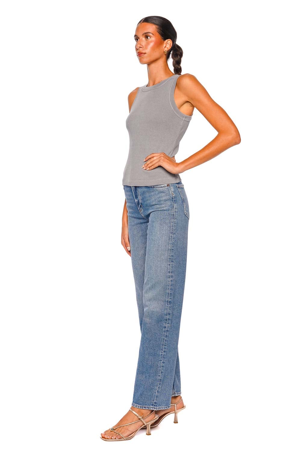 AGOLDE REN 32 High-Waisted Straight-Leg Jeans in Classic Blue