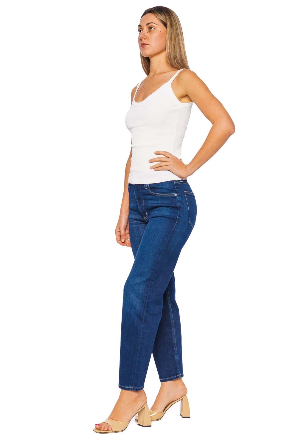 AGOLDE Jordan White Ribbed Tank Top