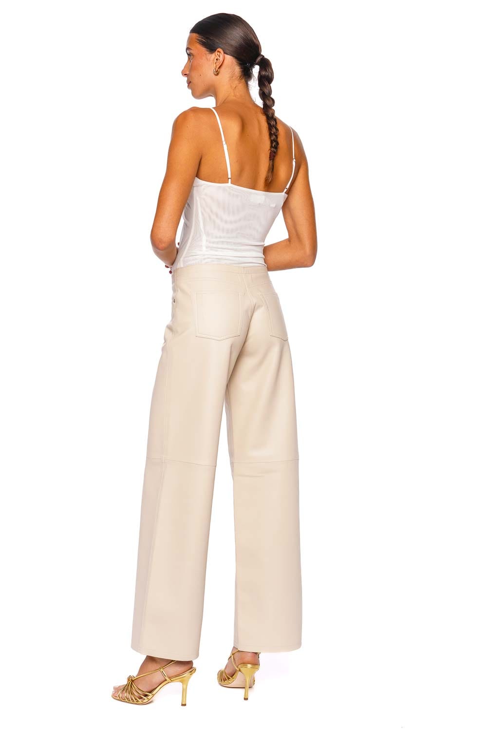 L'AGENCE Gelina White Ruched Mesh Bodysuit