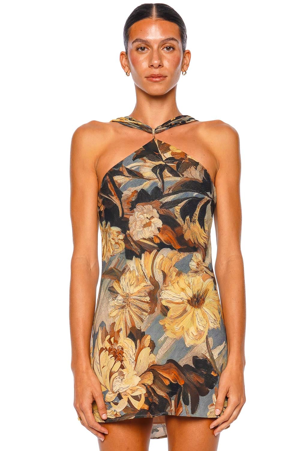 Cult Gaia ALEX Wild Dahlia Halter Mini Dress