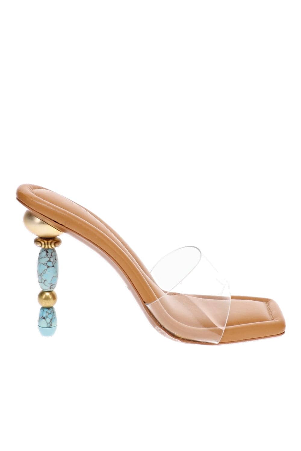 Cult Gaia Mahina Clear Strap High Heel Mule Ibiza Turquoise