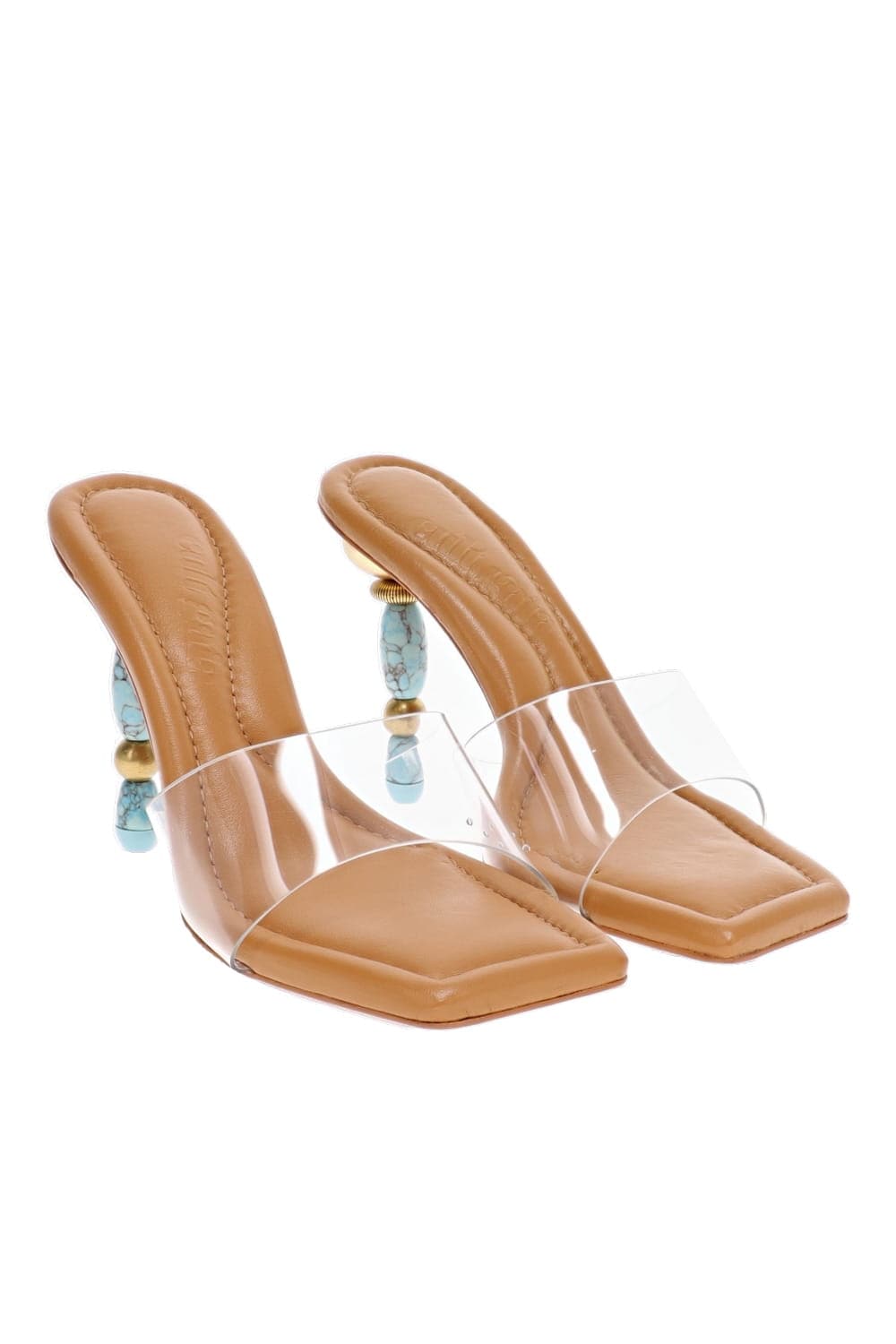 Cult Gaia Mahina Clear Strap High Heel Mule Ibiza Turquoise