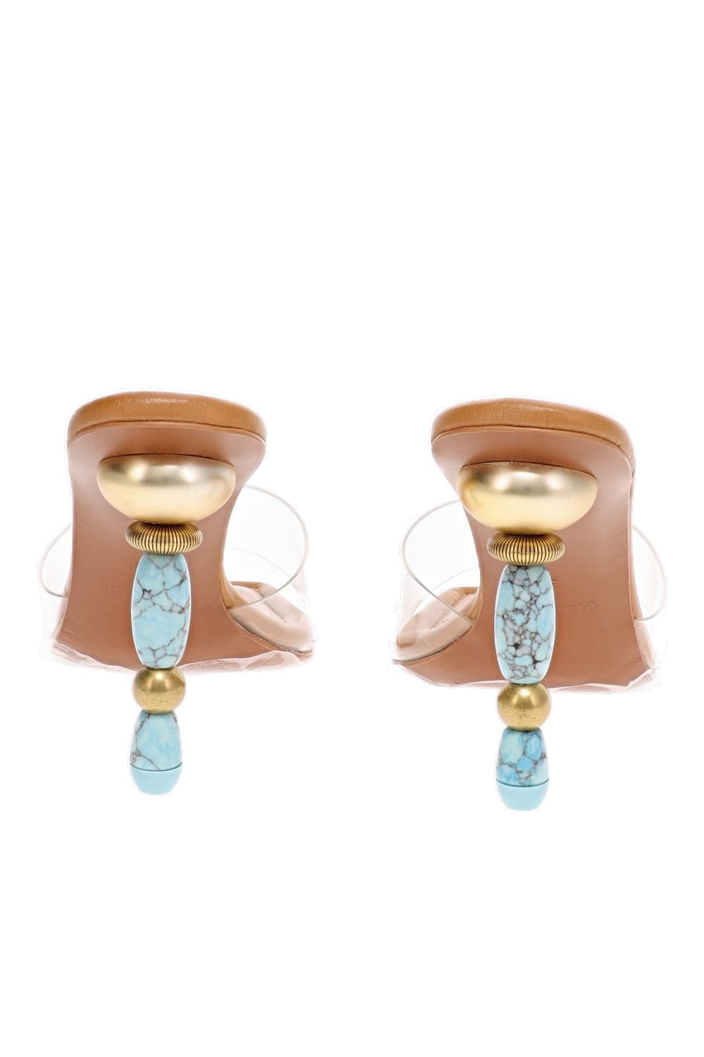 Cult Gaia Mahina Clear Strap High Heel Mule Ibiza Turquoise